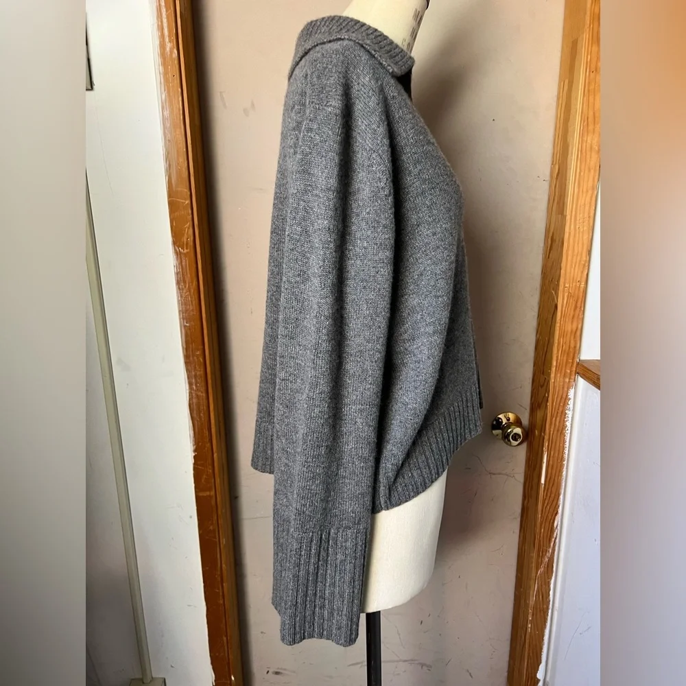 $425 Jenni Kayne Frances Polo Cashmere Sweater in Thunder - Size L - Picture 6 of 10